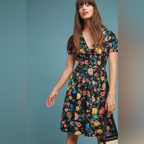 Maeve Dresses & Skirts - Maeve Anthropologie Bloedel Floral Midi Dress US 8 Pockets Side Zip